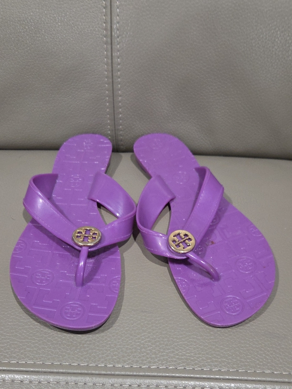 Tory Burch Lavender Logo Thong Sandals